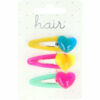 2110769862 Haarspeld Klikklak 4,5 cm - Hart - Blauw Geel Groen Roze - Set van 3