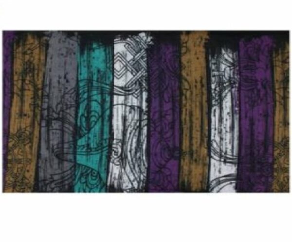 2110769868 Haarband multifunctioneel - Streep naturel patroon 45x25cm - Bruin grijs wit