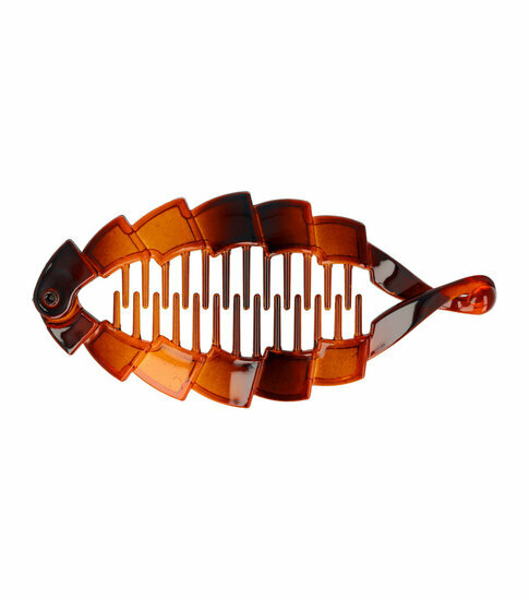 2110769937 Haarspeld bananenklem - Straatklem vierkant fantasie 14cm - Bruin