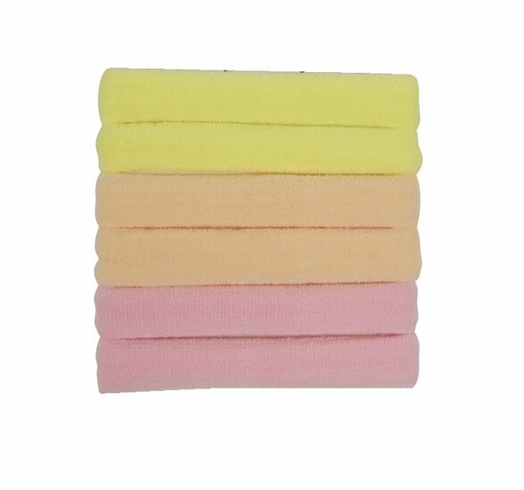 2110770003 Haarelastieken basic - Endless - Roze geel oranje – Set van 6