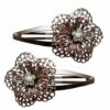 2110770045 Haarspeld klikklak 6,5 cm - Bloem Opengewerkt - Bruin - Set van 2