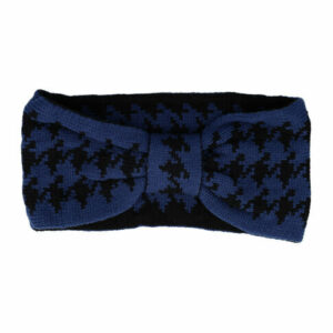 Haarband Knoop 11cm – Ruitprint – Gebreide Stof – Zwart Blauw