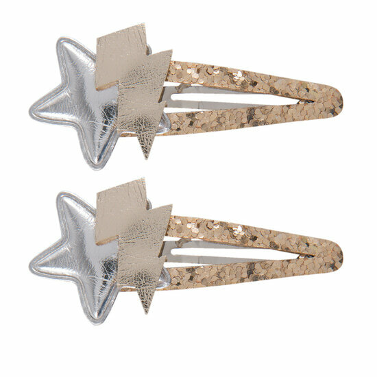 2110770111 Haarspeld Klikklak 5 cm - Ster Bliksem - Zilver Goud - Set van 2