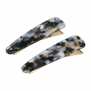 Haarspeld Duckklemmen 6,5cm – Marmerprint – Wit Grijs Zwart – Set van 2