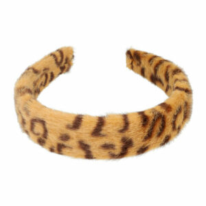 Haarband Diadeem 3cm – Fluffy Teddy Imitatiebont – Panterprint – Bruin