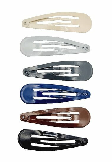 2110771173 Haarspeld klikklak 5 cm - Basic Naturel - Grijs Blauw Bruin Zwart Beige - Set van 6