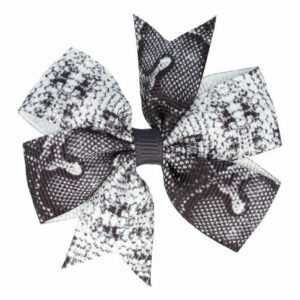 Haarspeld Duckklem 6,5cm – Strik van Stof – Slangenprint – Zwart Wit