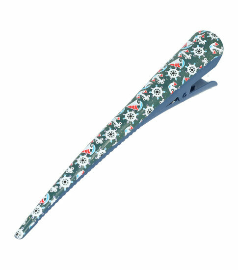 2110774950 Haarspeld Duckklem 13cm – Basic – Maritiemprint – Metaal – Blauw