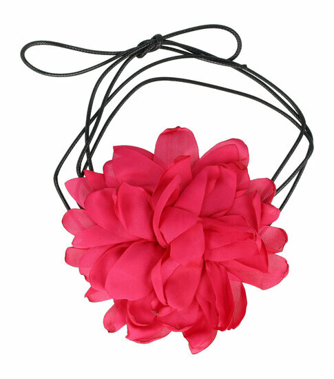 2110775073 Haarband bloem - Veter striklint - Fuchsia roze