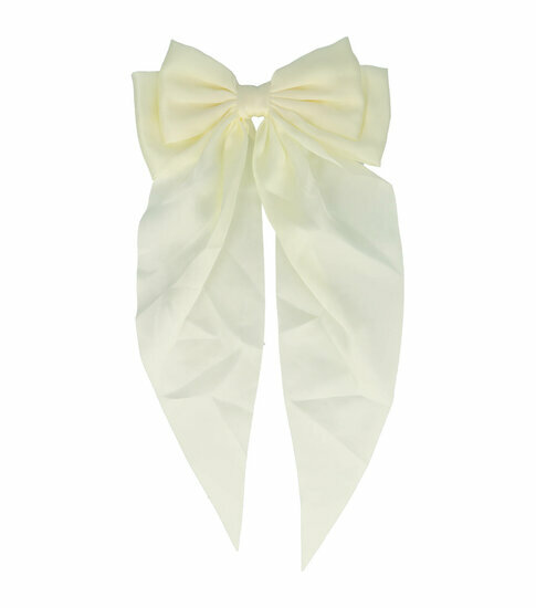 2110775088 Haarspeld Patentspeld Strik 13cm – Lange Linten 32cm – Handmade – Crème