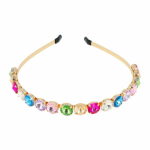Haarband Diadeem 1,2cm – Facetstenen & Metaal – Pastel Kleuren – Multicolor Goud