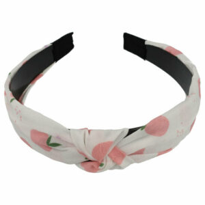 Haarband Diadeem 2cm – Knoop – Fruitprint Stof & Kunststof – Roze Wit