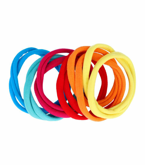 2110775205 Haarelastieken basic - Endless multicolor – Rood roze geel oranje blauw - Set van 12