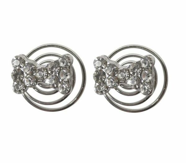 Haarspeld curlies - Strik strass steentjes 1cm - Zilver - Set van 2
