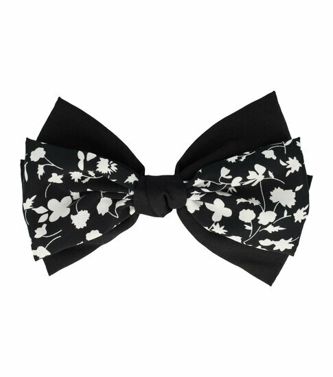 2110776921 Haarspeld Strik Bloemen Zwart – 18cm – Stevig & Elegant – 9cm Patentspeld