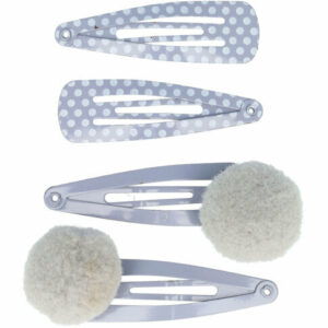 Haarspeld Klikklak 4 cm - Pompom Stippen - Grijs - Set van 4