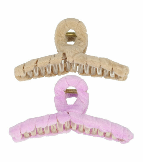 2110776969 Haarspeld Haarklemmen 11cm – Wave Vorm – Velvet Teddy – Bruin Paars – Set van 2