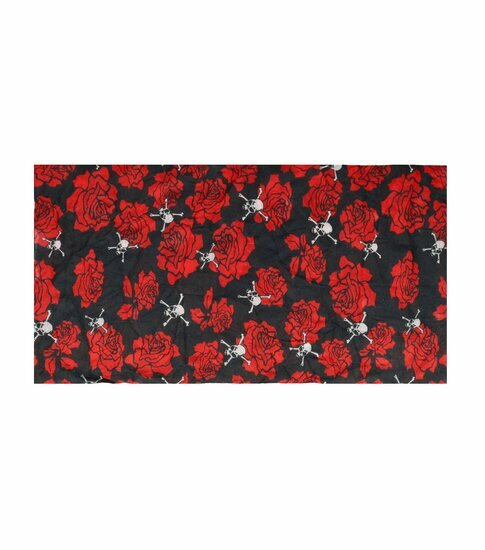 2110777038 Haarband Multifunctioneel Roos Rood Zwart – Bandana, Haarband & Col – Zwart Rood Wit – 45x25cm
