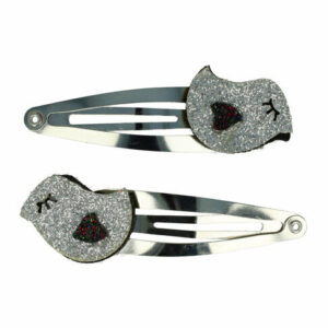 Haarspeld Klikklak 5 cm - Glitter Kat - Zilver - Set van 2