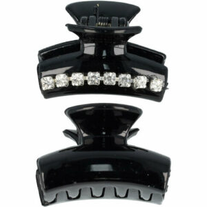 Haarspeld Haarklemmen 3cm – Recht met Steentjes – Zwart – Set van 2