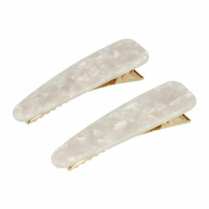 Haarspeld Duckklemmen 6,5cm – Marmerprint – Wit – Set van 2