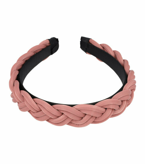 2110778835 Haarband Diadeem 2,5cm – Gevlochten Rubberlook – Roze
