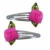 2110778841 Haarspeld Klikklak 5 cm - Roos Bloem Glitter - Roze Zilver - Set van 2