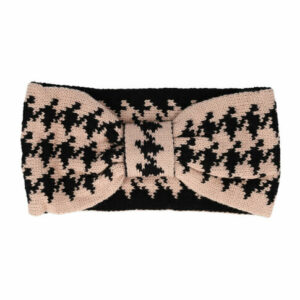 Haarband Knoop 11cm – Ruitprint – Gebreide Stof – Zwart Roze