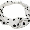 2110778886 Haarband Twist 5cm – Stippenprint – Gladde Stof – Wit Zwart