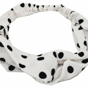 Haarband Twist 5cm – Stippenprint – Gladde Stof – Wit Zwart