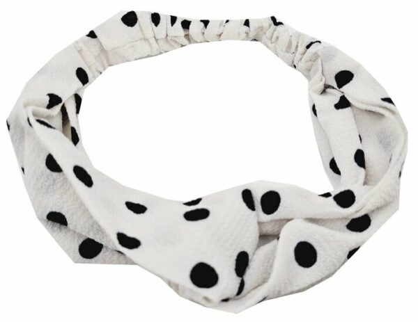 2110778886 Haarband Twist 5cm – Stippenprint – Gladde Stof – Wit Zwart