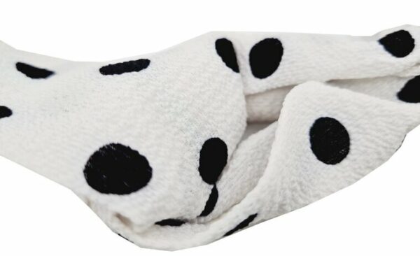 2110778889 Haarband Twist 5cm – Stippenprint – Gladde Stof – Wit Zwart