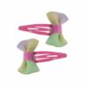 2110778904 Haarspeld Klikklak 4 cm - Strik Regenboog - Roze - Set van 2