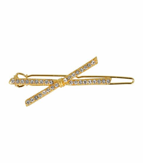 2110778982 Haarspeld haarclip - Strik strass steentjes 4,5cm - Goud