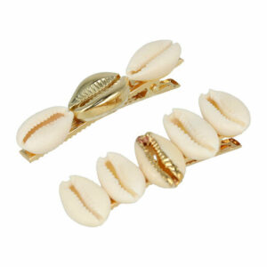 Haarspeld Duckklemmen 6cm – Schelpen – Goud Creme – Set van 2
