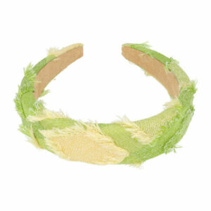 Haarband Diadeem 3cm – Dik Gevuld – Geweven Stof – Handmade – Geel Groen