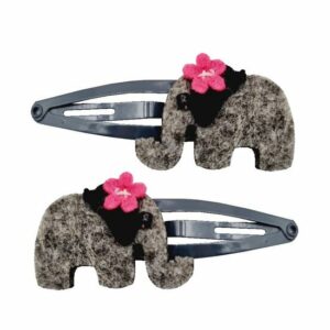 Haarspeld Klikklak 4 cm - Olifant Vilt - Grijs - Set van 2