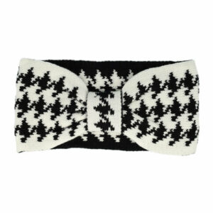 Haarband Knoop 11cm – Ruitprint – Gebreide Stof – Zwart Wit