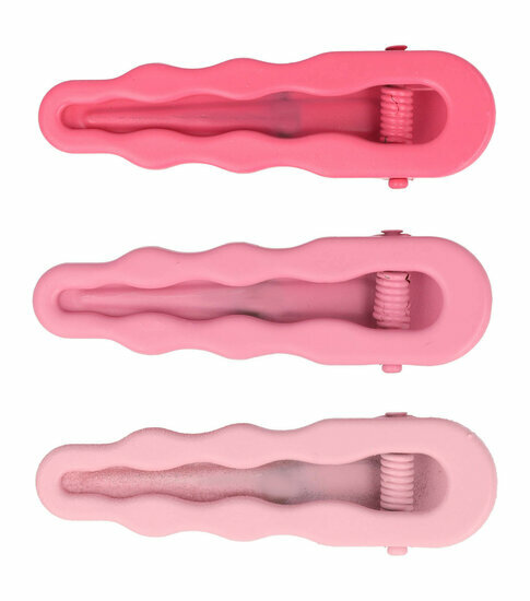 2110781679 Haarspeld Duckklemmen 6cm – Open Wavevorm – Metaal – Roze – Set van 3