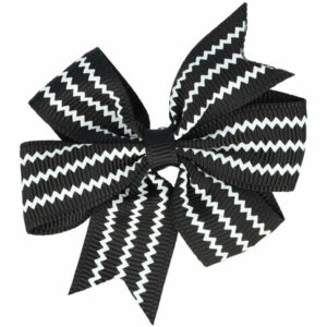 Haarspeld Duckklem 6,5cm – Strik van Stof – Streepprint – Zwart Wit