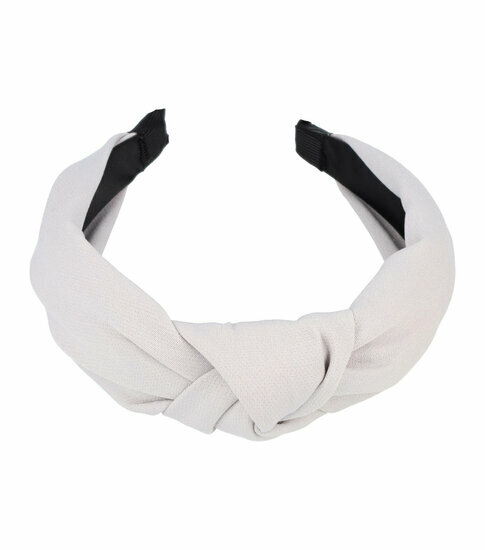 2110782876 Haarband Diadeem 3cm – Knoop Effen Kleur – Gladde Stof – Grijs