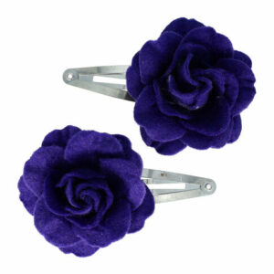 Haarspeld Klikklak 6 cm - Roos Bloem Vilt - Paars Blauw - Set van 2