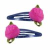 2110782993 Haarspeld Klikklak 5 cm - Roos Bloem Glitter - Roze Blauw - Set van 2