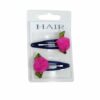 2110782996 Haarspeld Klikklak 5 cm - Roos Bloem Glitter - Roze Blauw - Set van 2