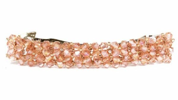 Haarspeld Patentspeld Recht 9cm – Facet Geslepen Kralen – Roze