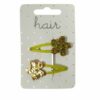 2110784817 Haarspeld Klikklak 5 cm - Glitter Bloem - Geel - Set van 2