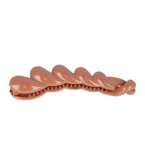 2110784844 Haarspeld bananenklem - Staartklem druppel vorm 11cm - Roze bruin
