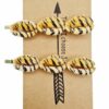 2110784862 Haarspeld schuifspeldjes - Schelp tijgerprint 6cm - Geel goud - Set van 2