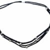 Haarband kralen - Veter imitatieleer - Zwart zilver