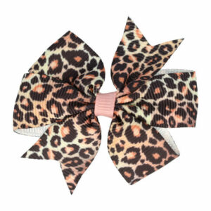 Haarspeld Duckklem 6,5cm – Strik van Stof – Panterprint – Bruin Beige Zwart